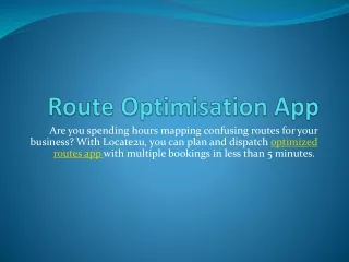 Route Optimisation App