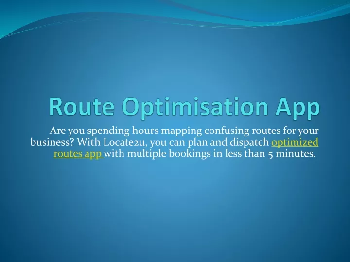 route optimisation app