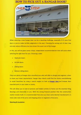 when selecting a new hangar door