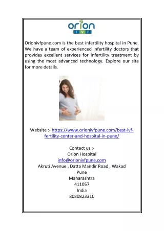 Best Infertility Doctor in Pune  Orionivfpune.com