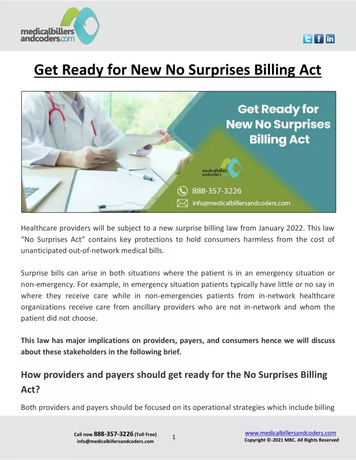 get ready for new no surprises billing act