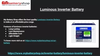 Premium Quality Luminous Inverter Battery