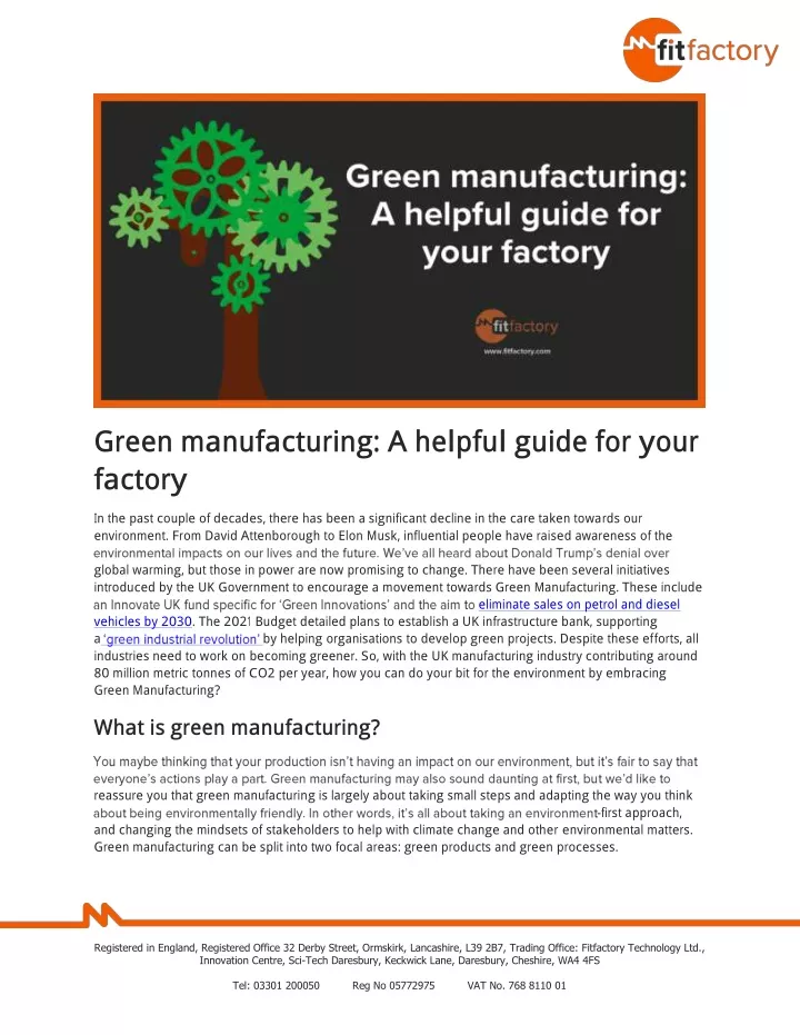 green manufacturing a helpful guide for your