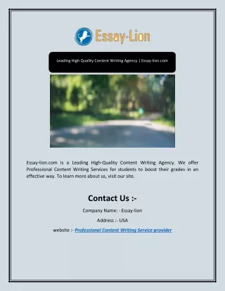 Professional Content Writing Service Provider | Essay-lion.com
