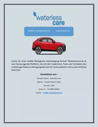 Mobiler Autowaschservice           waterlesscare.at