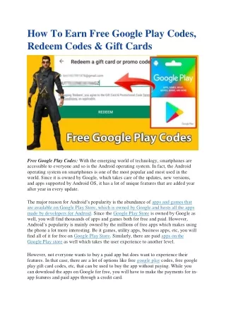 How To Earn Free Google Play Codes