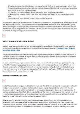 What Are Pure Nicotine Salts? Newbie's Guide To Salt E.