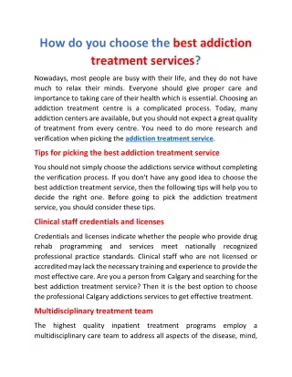 How do you choose the best addiction treatment services