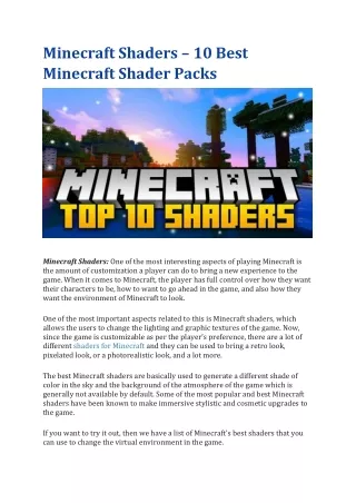 Minecraft Shaders – 10 Best Minecraft Shader Packs