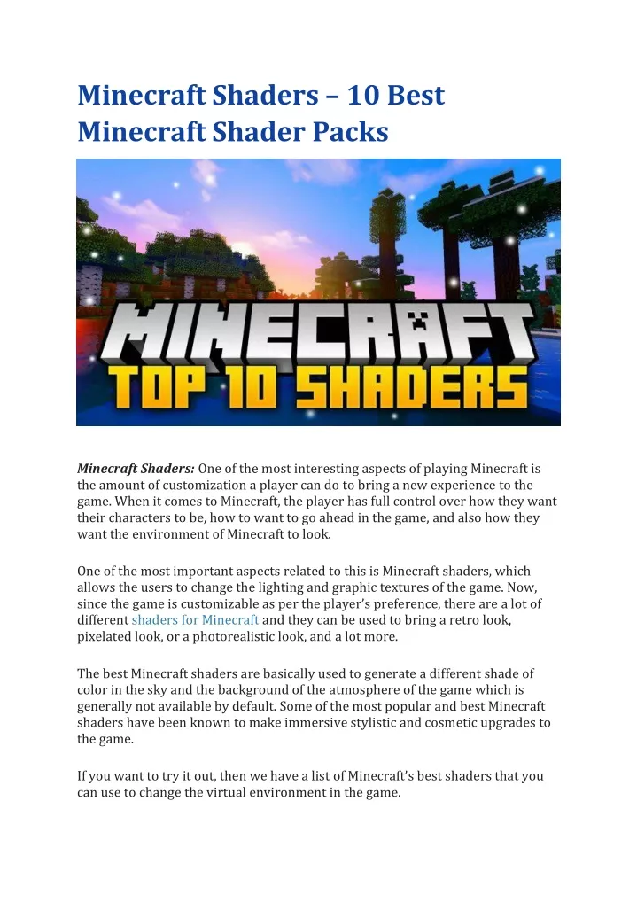 minecraft shaders 10 best minecraft shader packs