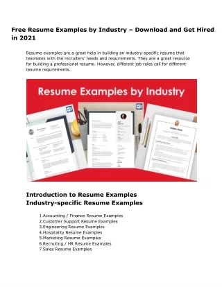 free resume examples by industry download and get hired in 2021 - Google Docs