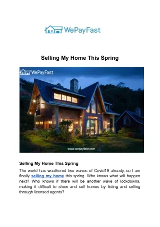 selling my home this spring