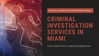 Most Reliable Criminal Investigation Services In Miami | Hire A Professional Investigator