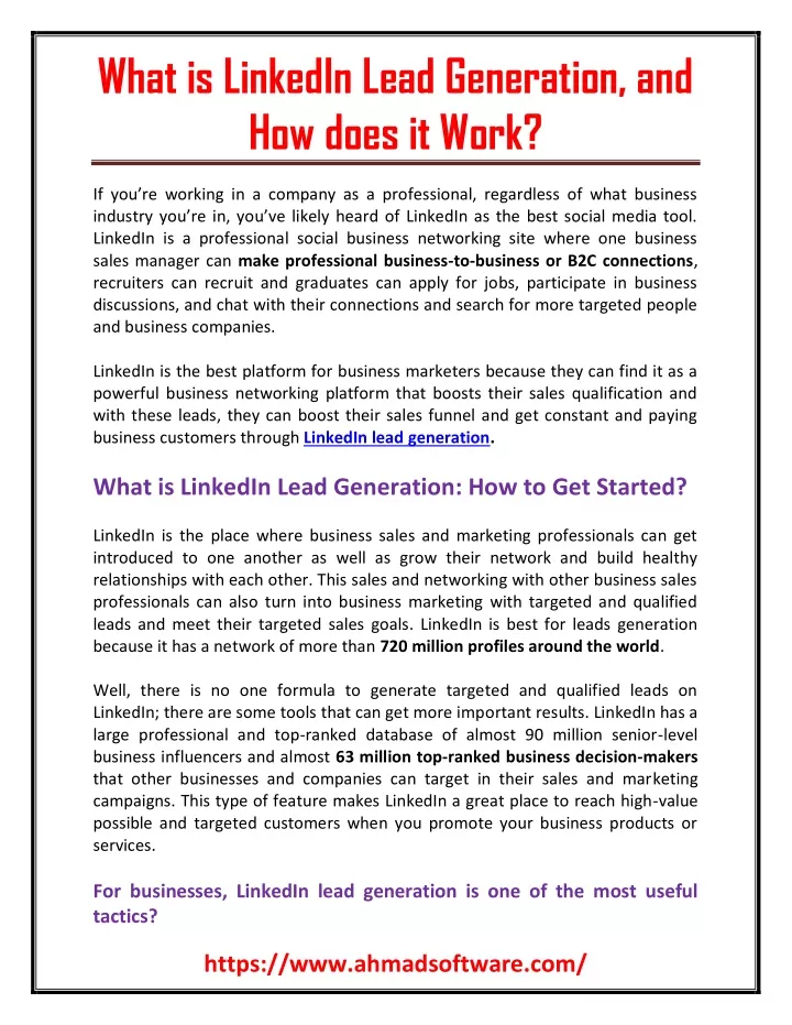 what is linkedin lead generation and how does