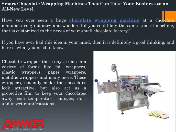 smart chocolate wrapping machines that can take