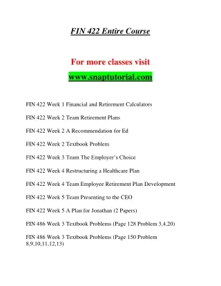 FIN 422 Enthusiastic Teaching / snaptutorial.com