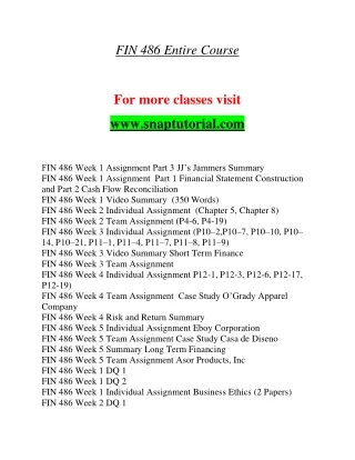 FIN 486 Enthusiastic Teaching / snaptutorial.com