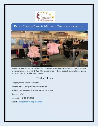 Dance Theater Shop in Marine | Marindancewear.com