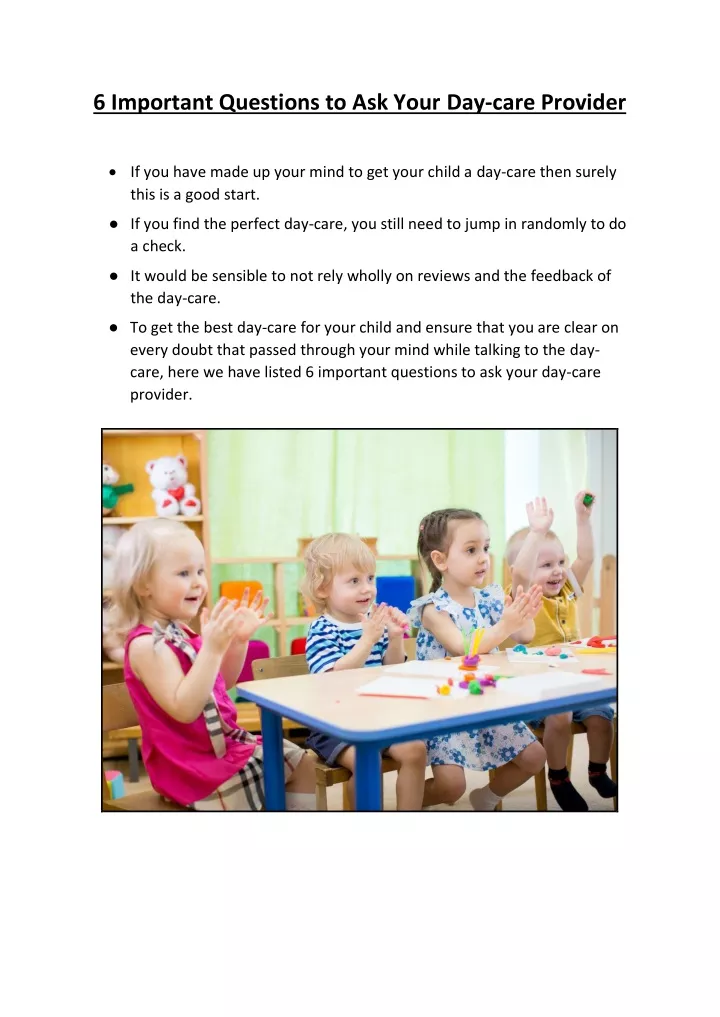 6 important questions to ask your day care