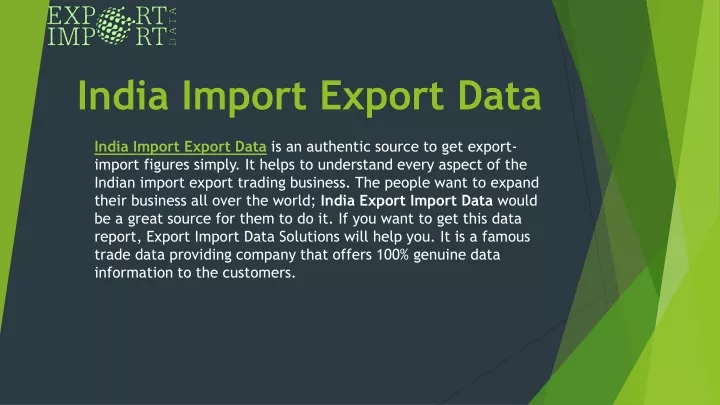 india import export data