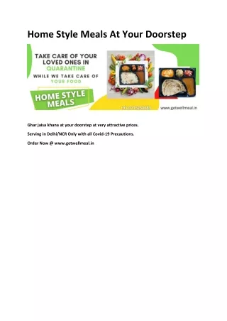 Home Style Meals At Your Doorstep