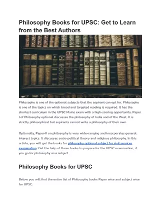 Philosophy Books for UPSC: Get to Learn from the Best Authors