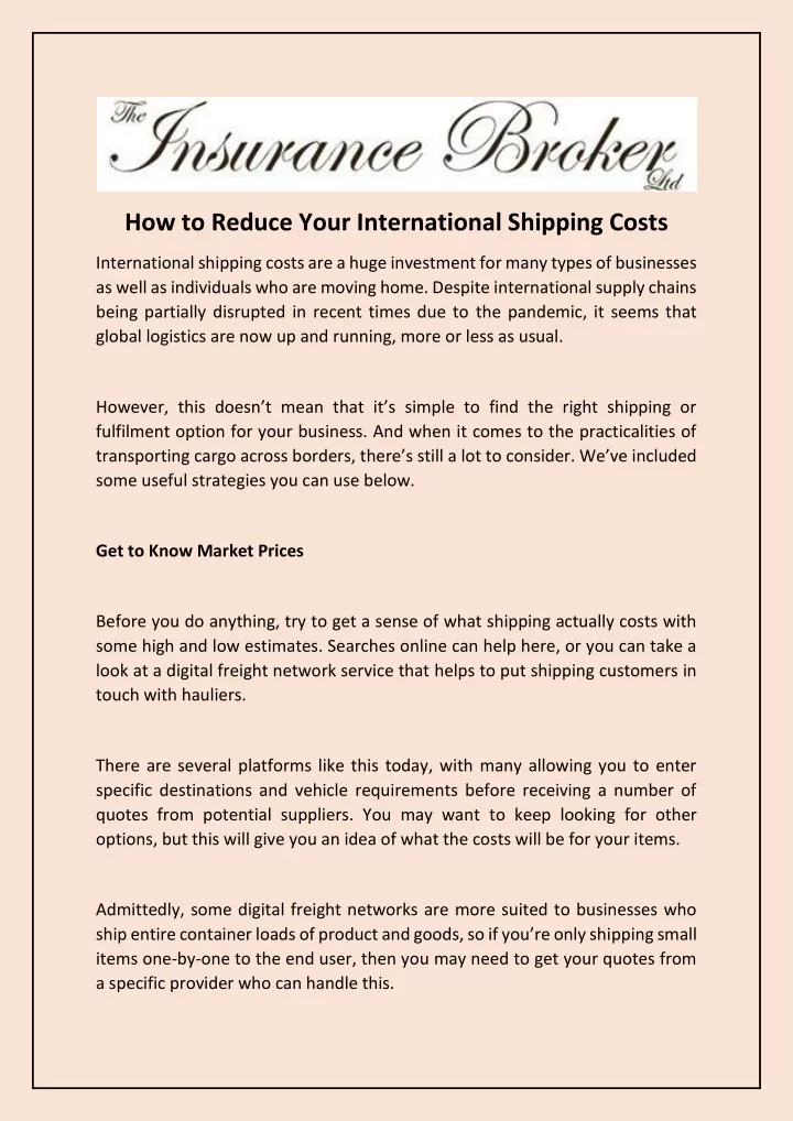 how to reduce your international shipping costs