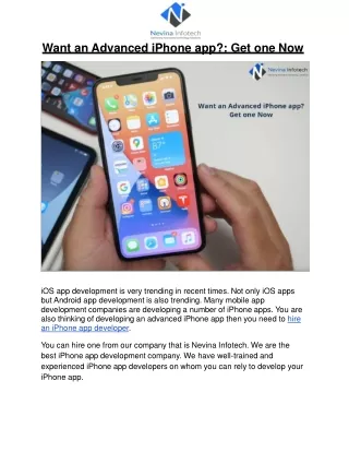 want an advanced iphone app get one now