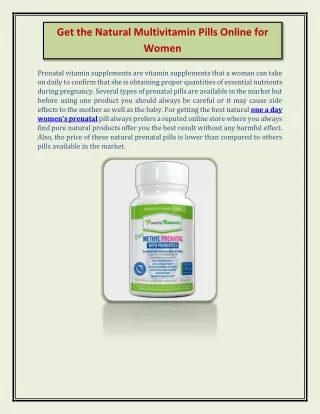 Get the natural multivitamin pills online for women
