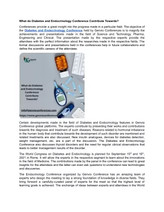 Diabetes and Endocrinology Conference Provides Valuable Medical Insights.