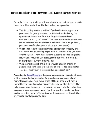 david reecher finding your real estate target