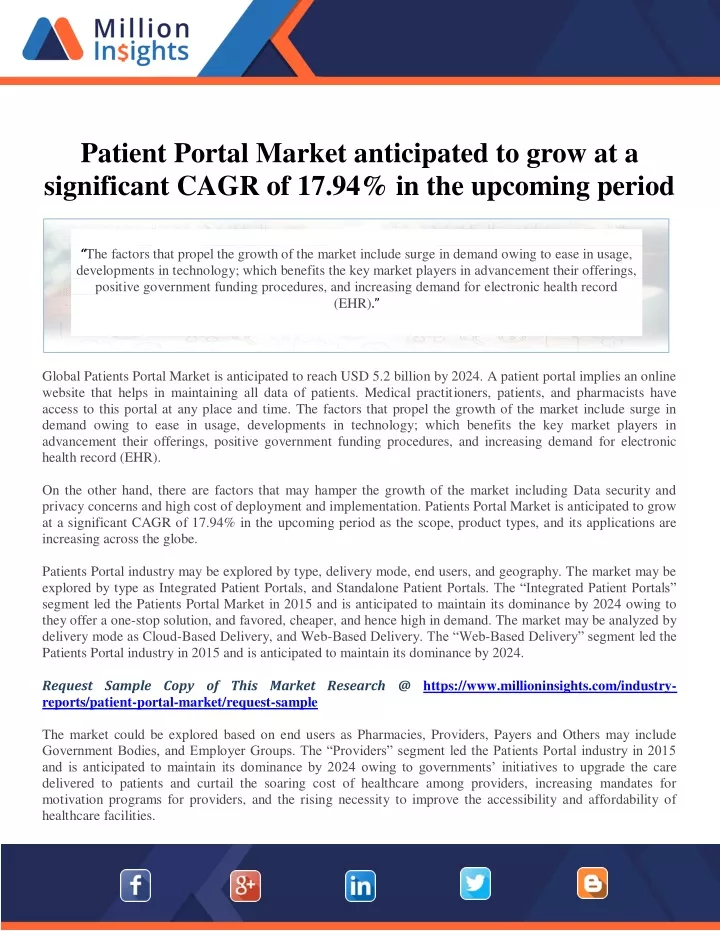 patient portal market anticipated to grow