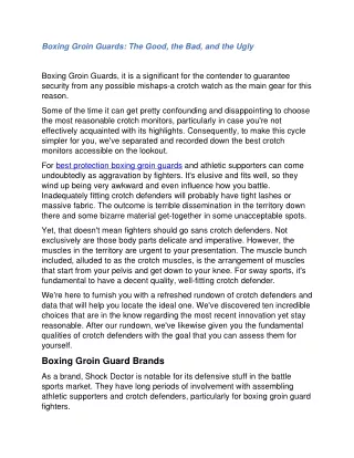 Boxing Groin Guards The Good, the Bad, and the Ugly