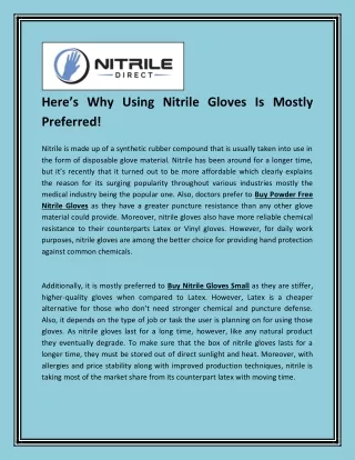 Here’s Why Using Nitrile Gloves Is Mostly Preferred!