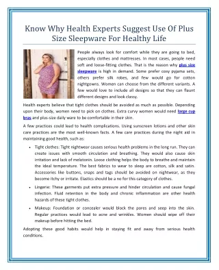 know why health experts suggest use of plus size