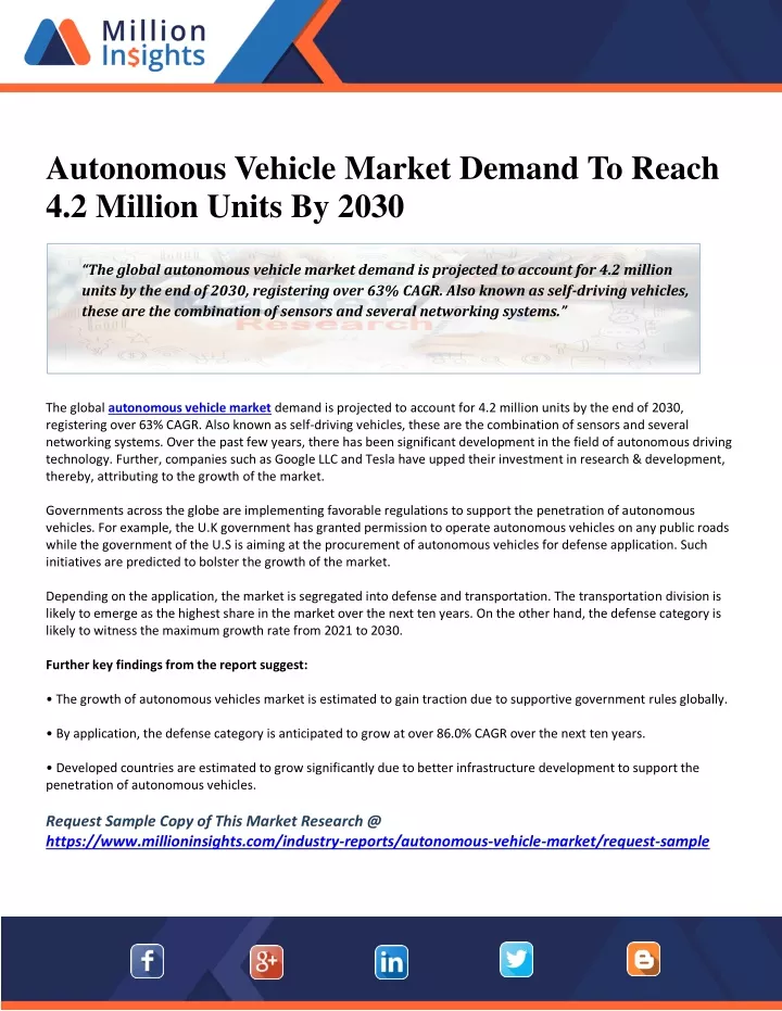 autonomous vehicle market demand to reach