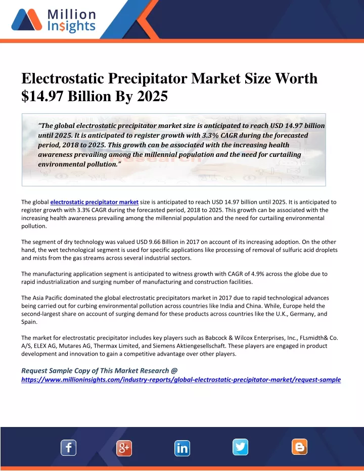 electrostatic precipitator market size worth