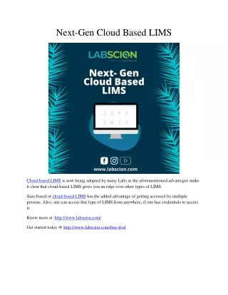 next gen cloud based lims