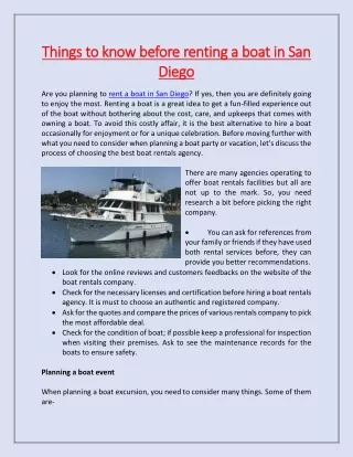 things to know before renting a boat