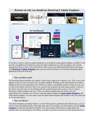 reasons on why you should use bootstrap 5 admin