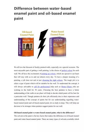 difference between water based enamel paint