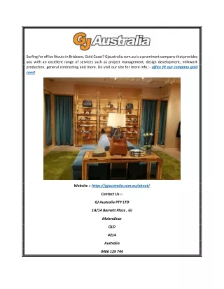 Office Fit Out Company Gold Coast | Gjaustralia.com.au