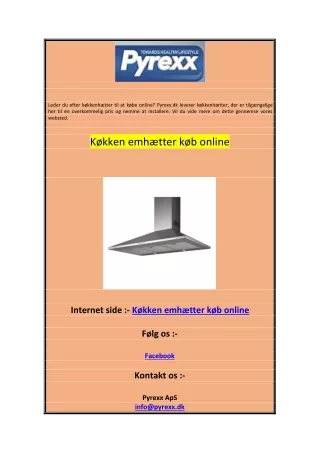 Køkken emhætter køb online
