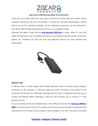 how does a usb data hub make your life easier