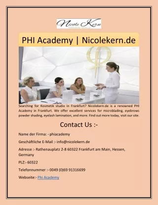 PHI Academy | Nicolekern.de