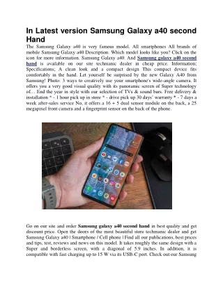 in latest version samsung galaxy a40 second hand