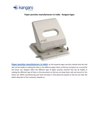 Paper Punches manufacturers in India - Kangaro kgoc