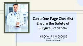 Can a One-Page Checklist Ensure the Safety of Surgical Patients?