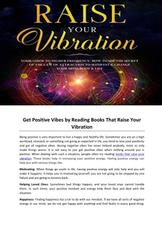 Get Positive Vibes by Reading Books That Raise Your Vibration