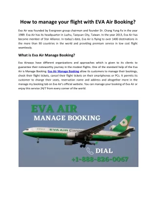 Eva Air Manage Booking
